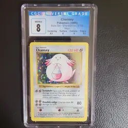 Pokemon TCG Base Set Shadowless Chansey Holo CGC 8 #3/102 1999 Card Stock - Image 1