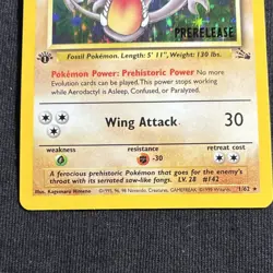 Aerodactyl 1 /62 Prerelease Wotc Holo Pokemon TCG Card English - Image 4
