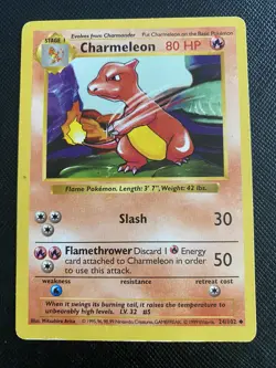 Charmeleon 24/102 Shadowless Base Set Pokemon Card 1999 WotC Vintage LP+ - Image 1