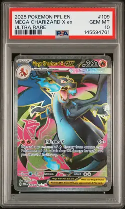 2025 POKEMON PFL EN-PHANTASMAL FLAMES ULTRA RARE #109 MEGA CHARIZARD X EX PSA 10 - Image 1