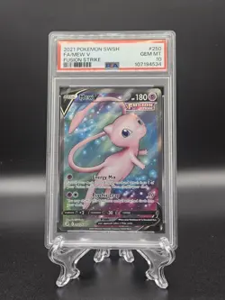 2021 Pokemon SWSH Fusion Strike Mew V Full Art 250 PSA 10 Gem Mint - Image 1