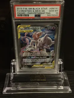 Mewtwo & Mew GX SM191 Pokemon Sm Black Star Promo Tag Team GEM MINT PSA 10 - Image 2