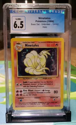 CGC EX/NM+ 6.5 Ninetales Pokemon Base Set Holo Rare 12/102 - Image 1
