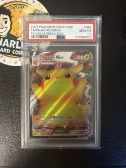 Pokemon Pikachu VMAX SWSH062 PSA 10 Gem Celebrations Promo Collection Full Art - Image 1