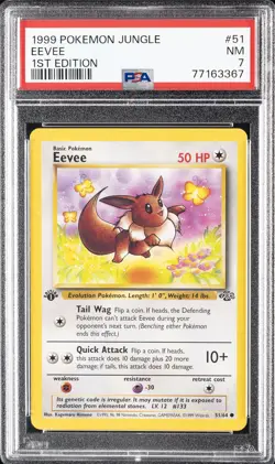 1999 POKEMON JUNGLE 1ST ED #51 EEVEE PSA 7 - Image 1