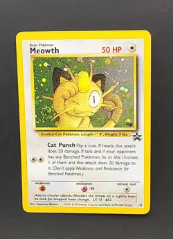 Meowth Holo Heavy SWIRL Black Star Promo #10 Pokemon Gameboy GB NM/ Mint 💎💎 - Image 1