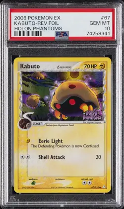 2006 POKEMON EX HOLON PHANTOMS #67 KABUTO-REVERSE FOIL PSA 10 - Image 1