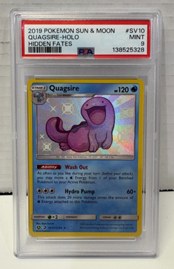 2019 POKEMON SUN & MOON HIDDEN FATES #SV10 QUAGSIRE-HOLO PSA 9 - Image 1