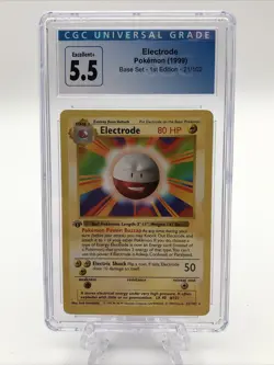 Pokemon Electrode Base Set 1st Edition Shadowless CGC 5.5 Graded Trading Card - Image 1