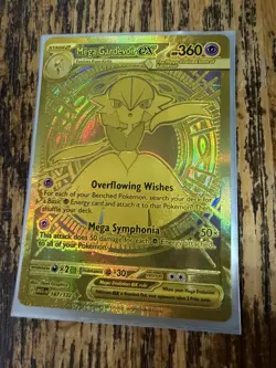 Pokemon Mega Gardevoir EX Holo Rare Gold Card 187/132 ME01 Mega Evolution - Image 1