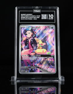 2025 POKEMON SVP EN-SV BLACK STAR PROMO #206 MARNIE'S MORPEKO TAG 10 TOP 8 RANK - Image 1
