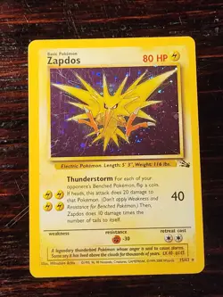 Zapdos (15) Fossil #15 (1999) Cosmos Holo LP Pokemon - Image 2