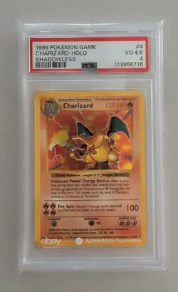 1999 Pokemon Charizard Holo Shadowless PSA 4 - Image 1