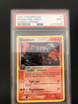 Pokemon Houndoom Holo EX Unseen Forces 7/115 PSA 9 MINT - Image 1
