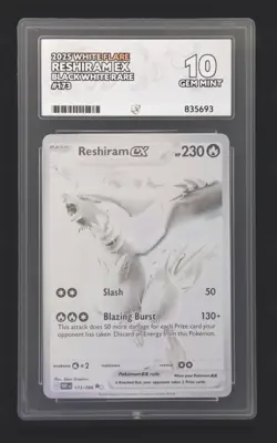 Reshiram EX 173/086 White Flare Gem Mint Pokemon TCG - ACE 10 Gem Mint - Image 1