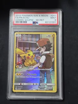 2019 POKEMON SUN & MOON COSMIC ECLIPSE SECRET #241 PIKACHU PSA 9 POKEMON CARD - Image 1