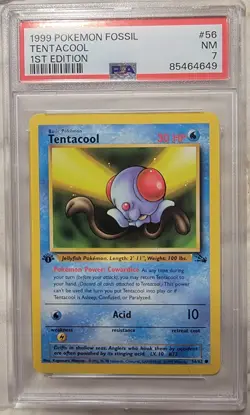1st Edition Tentacool #56 PSA Graded NM 7 Fossil Vintage Pokemon Card TCG WOTC - Image 1