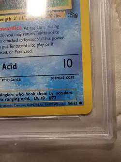 1st Edition Tentacool #56 PSA Graded NM 7 Fossil Vintage Pokemon Card TCG WOTC - Image 4