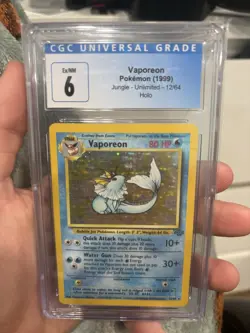 Pokemon TCG Vaporeon Jungle Holo Rare Card 12/64 CGC 6 - Image 1