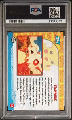 Pokemon Topps 1999 Movie Edition Pikachu Teamwork Card #54 PSA 9 MINT - Image 2