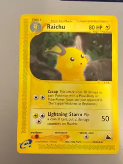 🔥 RARE Pokemon Skyridge Raichu 27/144 – Vintage 2003 Card – Collector Favorite! - Image 1