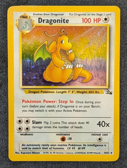 1999 Pokemon Fossil Dragonite 4/62 Holo Rare MP-LP - Image 1