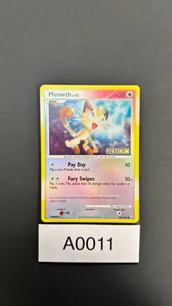2008 Pokemon TCG Meowth Lv.13 106/146 Reverse Holo BK Promo Platinum Stamped LP - Image 3