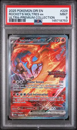 2025 Pokemon Dri En-Destined Rivals #229 Rocket'S Moltres Ex Ultra-Premium PSA 9 - Image 1