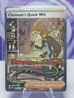 Pokemon Surging Sparks 243/191 Clemont’s Quick Wit Special Illustration Rare NM - Image 1