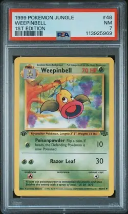 1999 Pokemon Jungle, 1st Ed. #48, Weepinbell, PSA 7, - Image 1