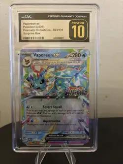 Pokemon Prismatic Evolutions: Vaporeon ex [Stamped] #23 CgC 10 Pristine - Image 1