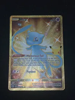 Pokemon Celebrations Gold Mew Secret Rare Full Art 25/25 NM! Excellent Centering - Image 2