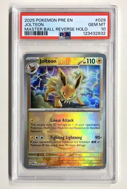2025 POKEMON PRE EN-PRISMATIC EVOLUTIONS MASTER BALL REVERSE HOLO JOLTEON PSA 10 - Image 2