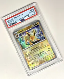 2025 POKEMON PRE EN-PRISMATIC EVOLUTIONS MASTER BALL REVERSE HOLO JOLTEON PSA 10 - Image 4
