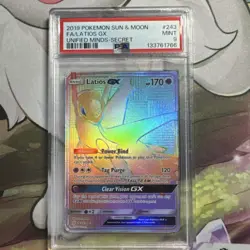 2019 POKEMON SUN & MOON UNIFIED MINDS SECRET #243 FULL ART/LATIOS GX PSA 9 - Image 1