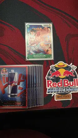 Bandai One Piece Red Bull Double Don!! Promo Lot + Monkey D. Luffy PRB02-005 - Image 1