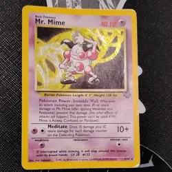 Pokemon Card TCG Mr. Mime 6/64 Unlimited Edition Jungle Holographic Rare Played - Image 1