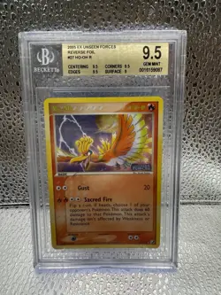 Bgs 9.5 Ho-Oh Stamped Reverse Holo Rare EX Unseen Forces 2005 Pokemon Card #27 - Image 1