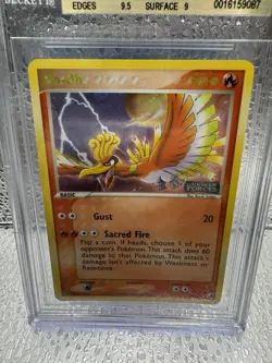 Bgs 9.5 Ho-Oh Stamped Reverse Holo Rare EX Unseen Forces 2005 Pokemon Card #27 - Image 2