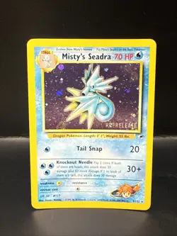 Pokemon TCG Misty's Seadra Holo Rare Gym Heroes Prerelease 9/132 O - Image 1