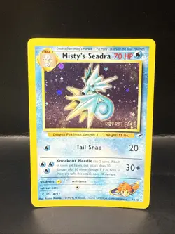 Pokemon TCG Misty's Seadra Holo Rare Gym Heroes Prerelease 9/132 O - Image 2
