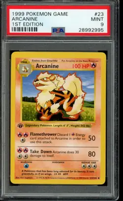 Pokemon 1999 Base Set Shadowless Arcanine #23/102 1st Edition PSA 9 - Image 1