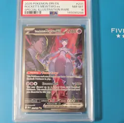 2025 POKEMON DRI EN-DESTINED RIVALS #231 TEAM ROCKET'S MEWTWO EX PSA 8 - Image 1