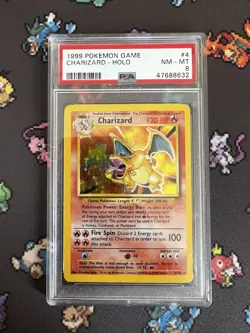 1999 Pokemon Base Set Unlimited #4 Charizard-Holo PSA 8 - Image 1