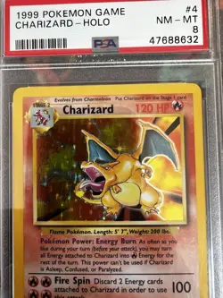 1999 Pokemon Base Set Unlimited #4 Charizard-Holo PSA 8 - Image 2