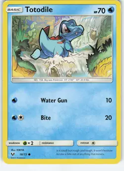 Totodile 18/73 Shining Legends Common Normal MP Pokemon - Image 1