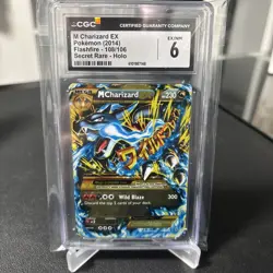 2014 Pokemon Flashfire Secret Rare M Charizard EX #108/106 Holo CGC 6 - Image 1