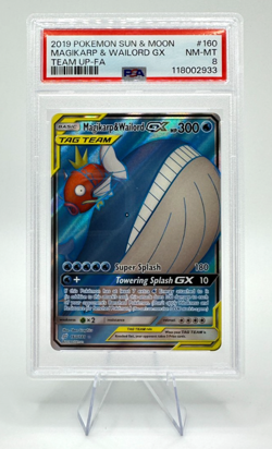 2019 Pokemon S&M Team Up Magikarp & Wailord GX #160 | FULL ART | PSA 8 NM-MT - Image 1