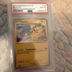 Pokemon Pikachu 190 Scarlet & Violet Promo World Championships 2024 PSA 8 - Image 1
