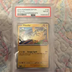 Pokemon Pikachu 190 Scarlet & Violet Promo World Championships 2024 PSA 8 - Image 3
